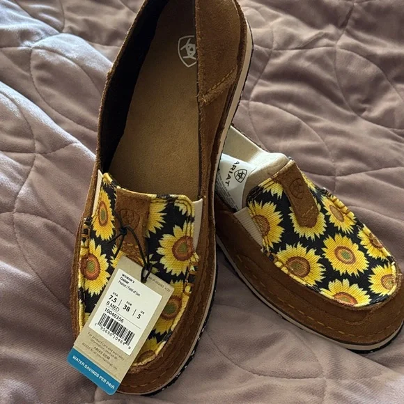 Ariat womens Brown Sunflower Moccasins - Picture 1 of 6